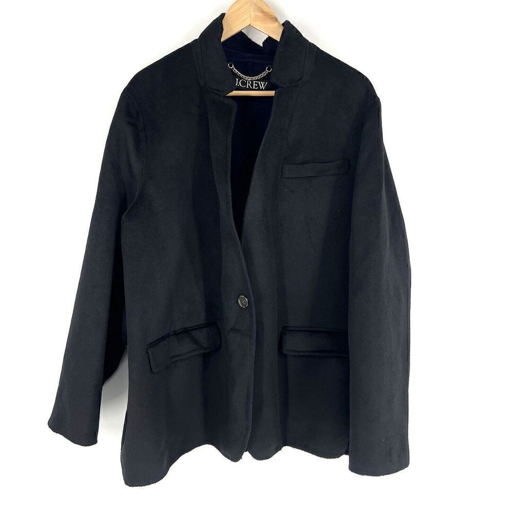J Crew Jacket Size 24 Womens Black Leighton Blazer Double Faced Wool Coat Luxe